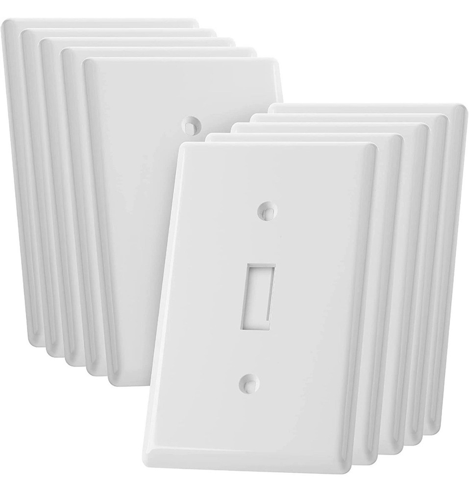 Bates - Pack of 10 White Single Light Switch Covers - Light Switch Plate Covers