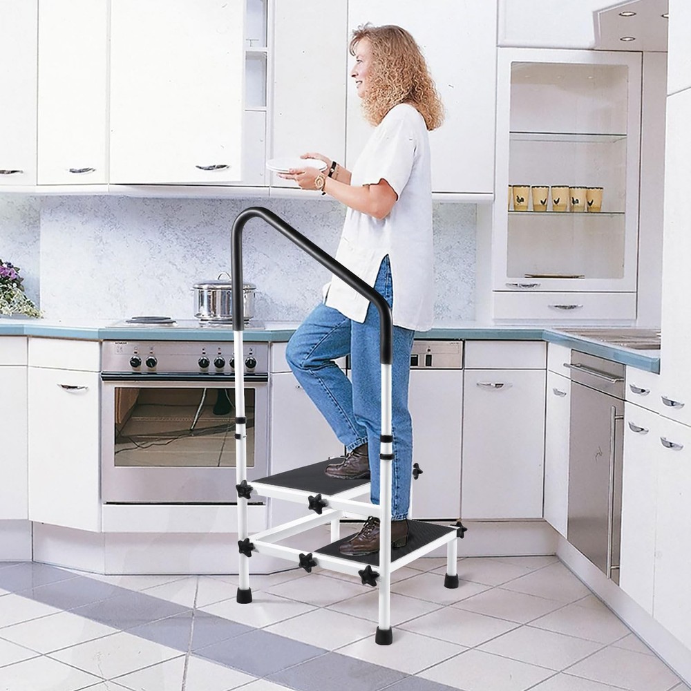 2 Step Stool Ladder with Handrail Handle for Elderly,Seniors,Kitchen Bathroom...