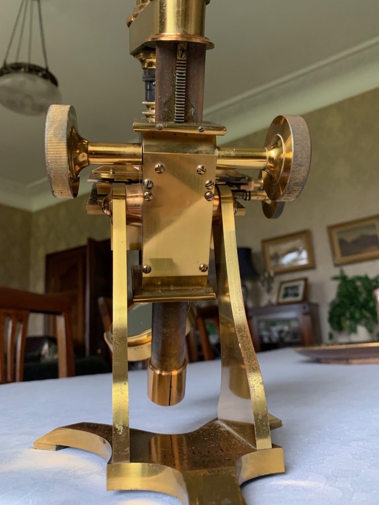 Large Antique C. Baker No. 2 - Compound Bar-limb Brass Microscope - circa 1860