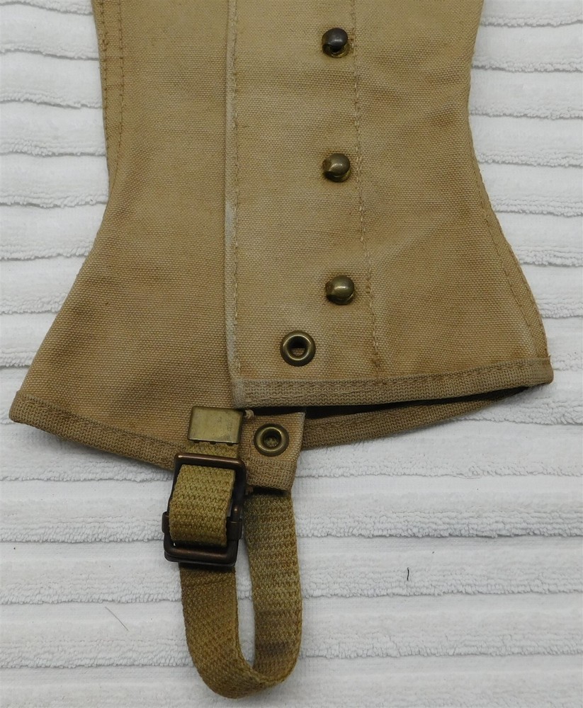 Vintage Original US Army WW2 Canvas Leggings Soldier Worn by Dickey, R.C.