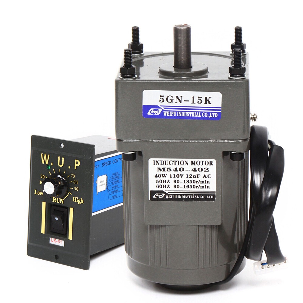 110V AC Gear Motor Electric+Variable Speed Reduction Controller 15K 90 RPM