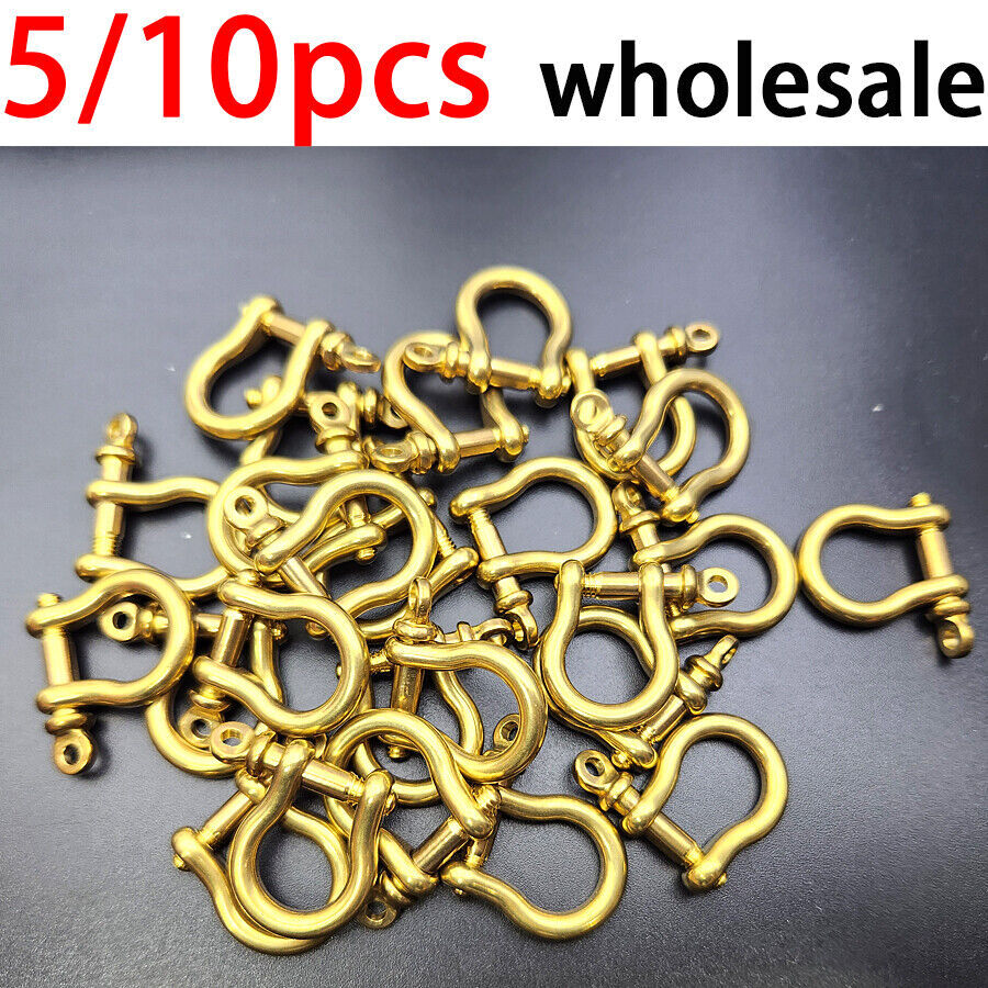 5/10pcs Solid Brass Bow Shackle Joint Connect D Ring For Bag Wallet Key Chain