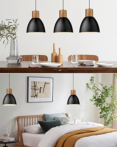 3 Pack Hammered Pendant Lights for Kitchen Island 7” Small Black - 3 Pack