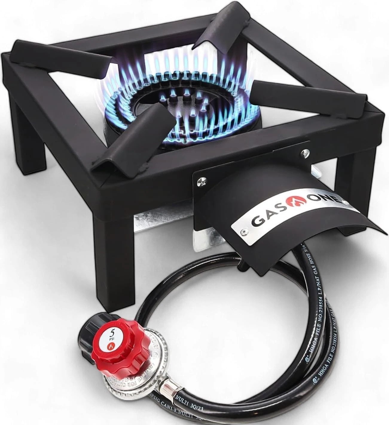 Portable High Performance Propane Burner with Safety Heat Guard for Outdoor Use