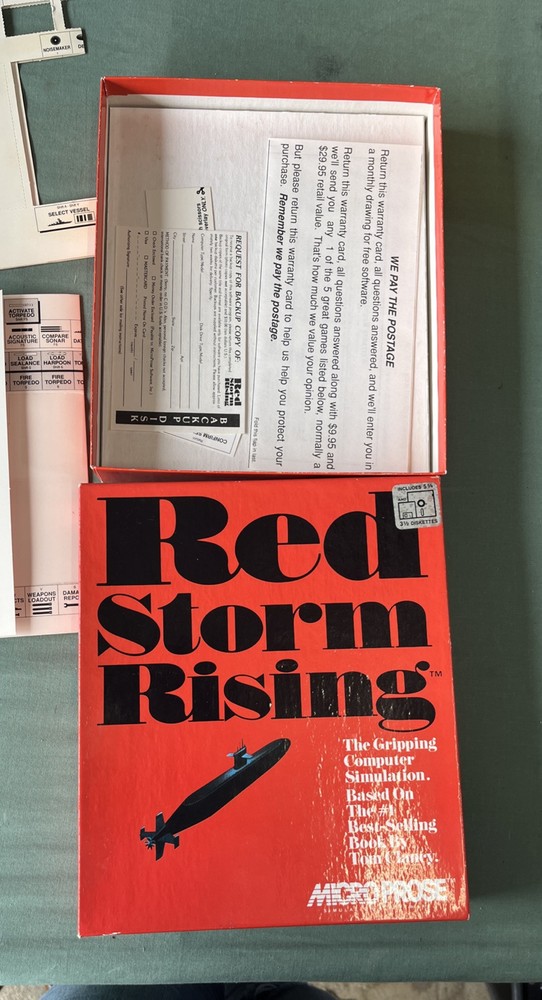Vintage 1989 Micro Prose Simulation Software Red Storm Rising By Tom Clancy