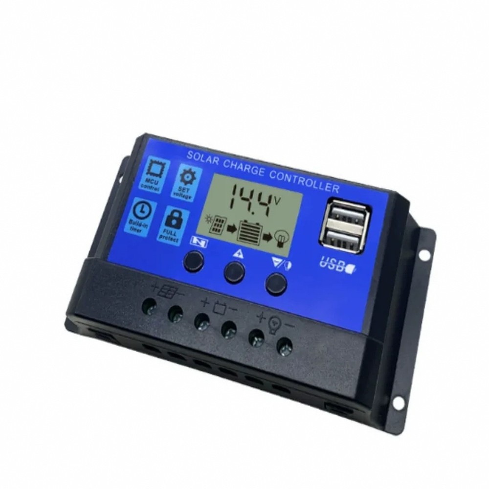 12V 24V 10A 30A PWM Solar Charge Controller - Adjustable LCD Display Timer