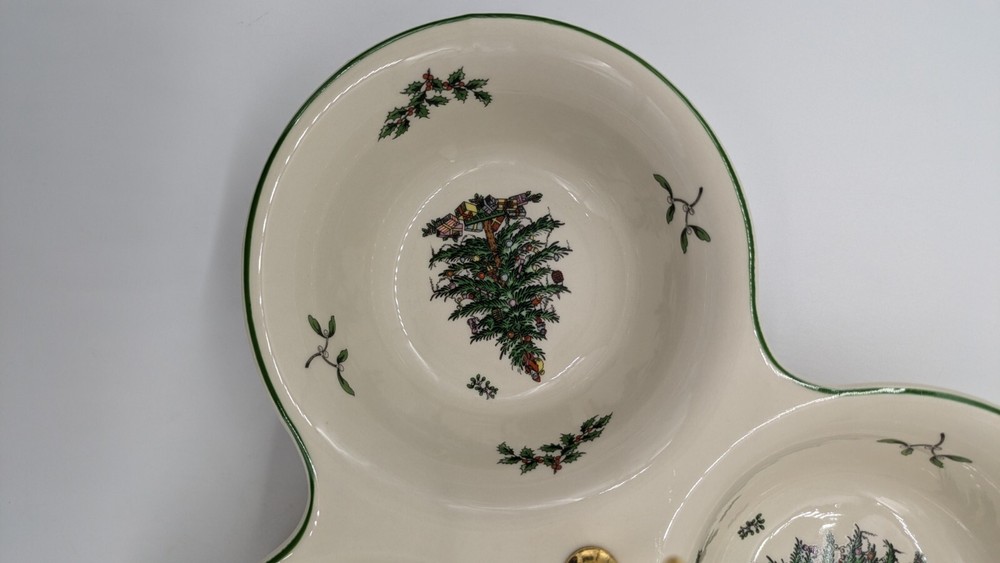 Spode Christmas Tree 3 Section Server with Tree Handle 11 Inch