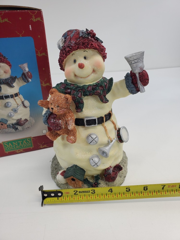 Santa's Collection Snowman With Teddy Bear Figure