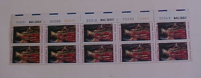 US STAMPS #1363 WITH 7 DIFF. PLATE NUMBERS MINT LIGHT HINGED