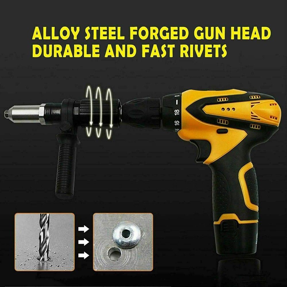 Electric Rivet Nut Gun Adaptor Insert Cordless Power Drill Tool Kit Set
