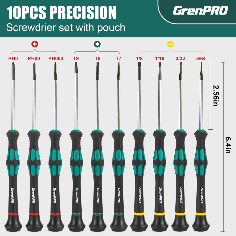 10-Piece Precision Screwdriver Set, Magnetic Small Screwdrivers with Phillips...