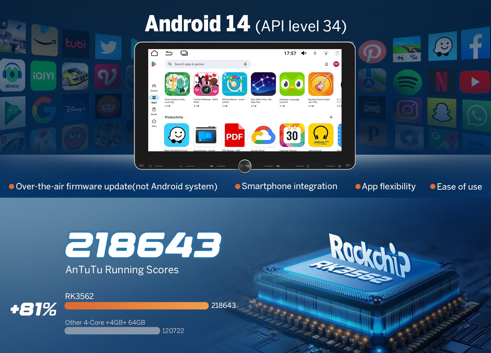 Eonon UX7A Plus 10.1" IPS Android 14 4+64G 2DIN GPS CarPlay Car Stereo Radio DSP