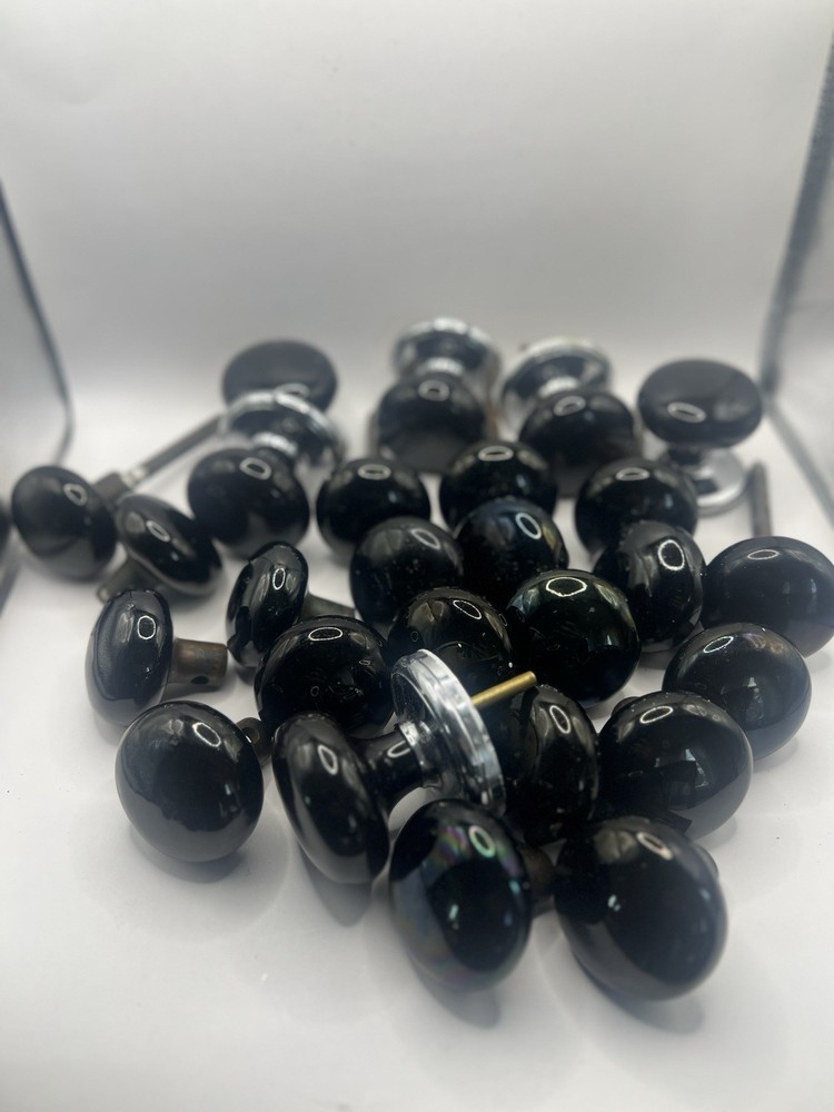 Vintage Antique Black Marble Door Knobs 26 Count