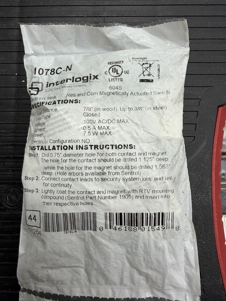Interlogix 1078C-N Door position Switch (2 Pack - 2nd Unit Damaged) *READ DESC*