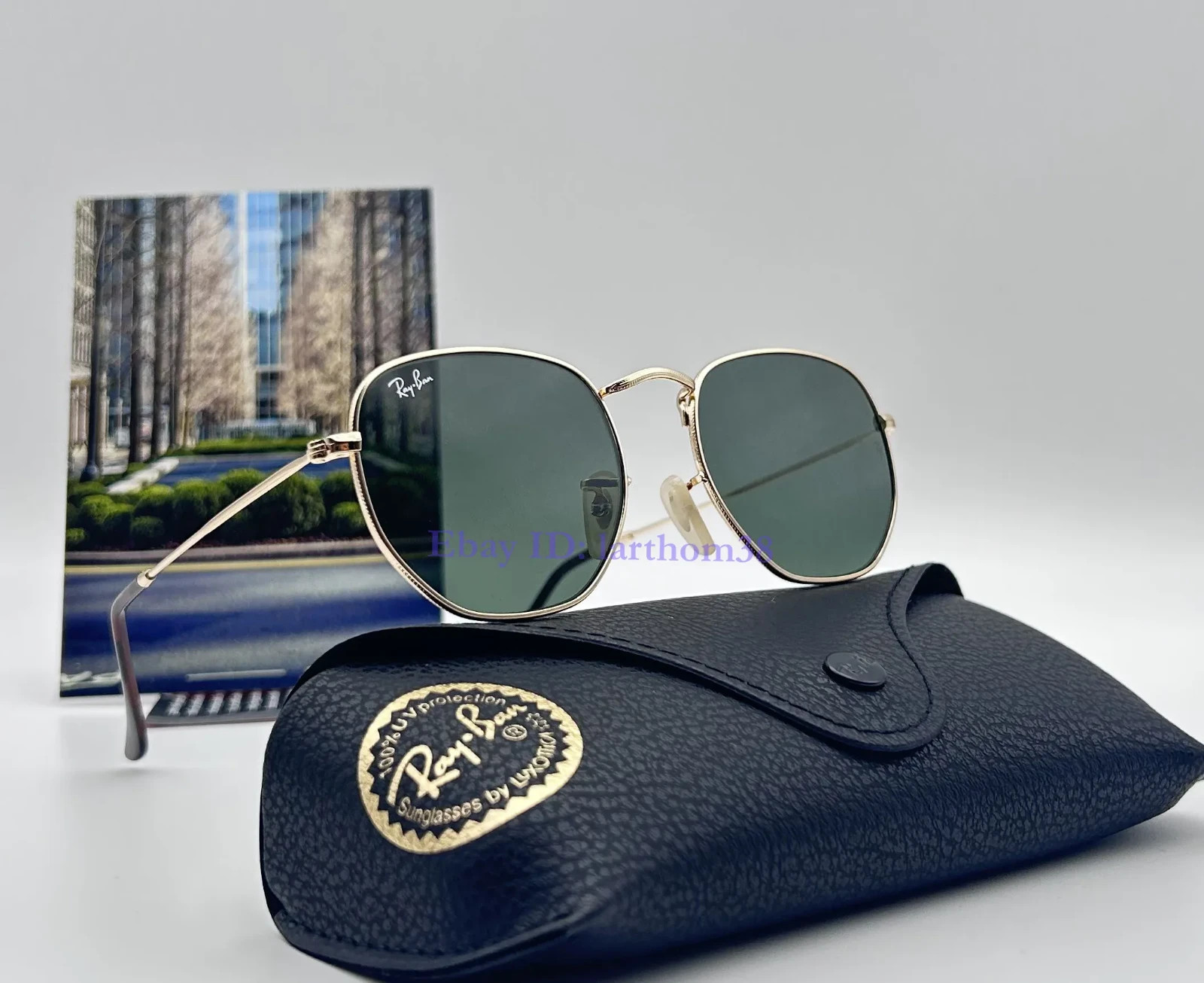 RB3548N Hexagonal Ray-Ban Sunglasses 51mm Green G-15 Lens Gold Metal Frame Unise