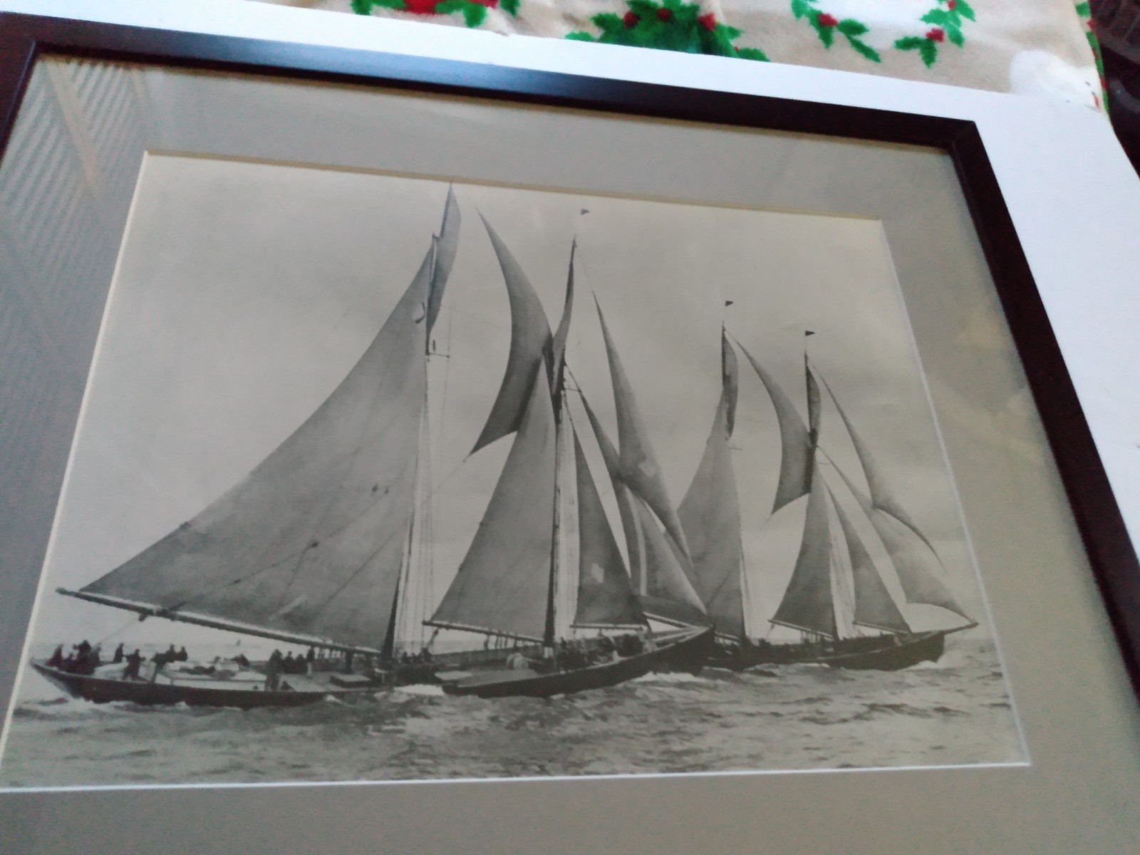 Scarce 1938 Schooners Bluenose and Gertrude Thebauld Racing Framed Photograph