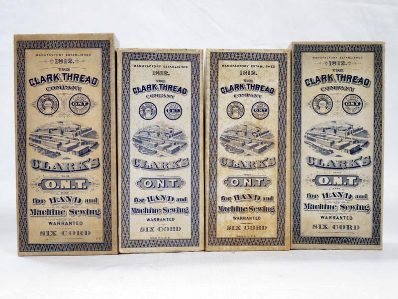 4 Boxes Vintage Clark's Thread Company Spools 10, 40, 60