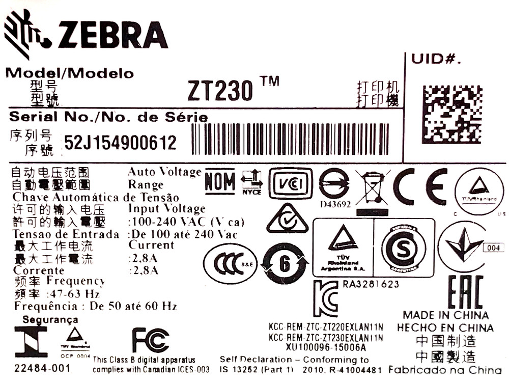 ZEBRA ZT230 DIRECT THERMAL LABEL PRINTER *SEE DETAILS