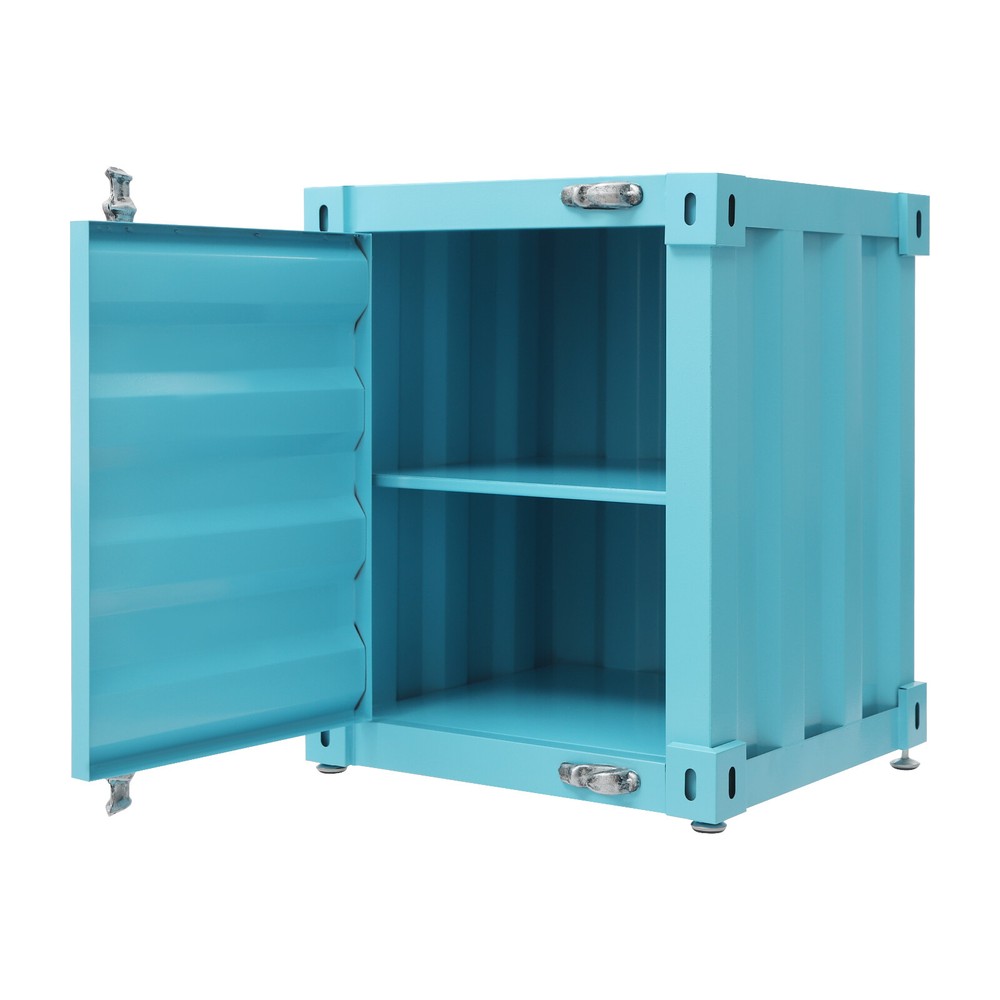 Floorstanding Side Table, Industrial Style Container Cabinet, Iron Bedside Table