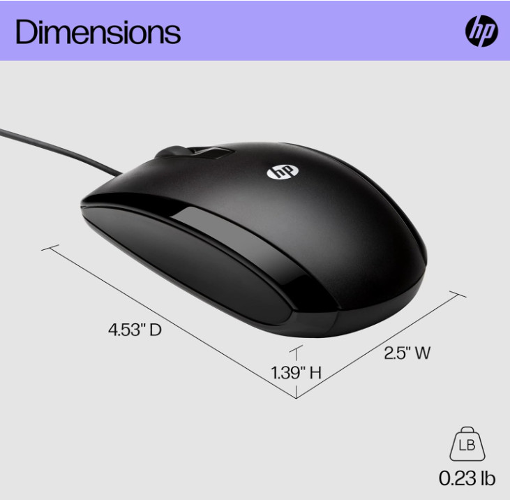 HP X500 - Wired USB Mouse for Windows PC Desktop, Laptop, Notebook, Computer