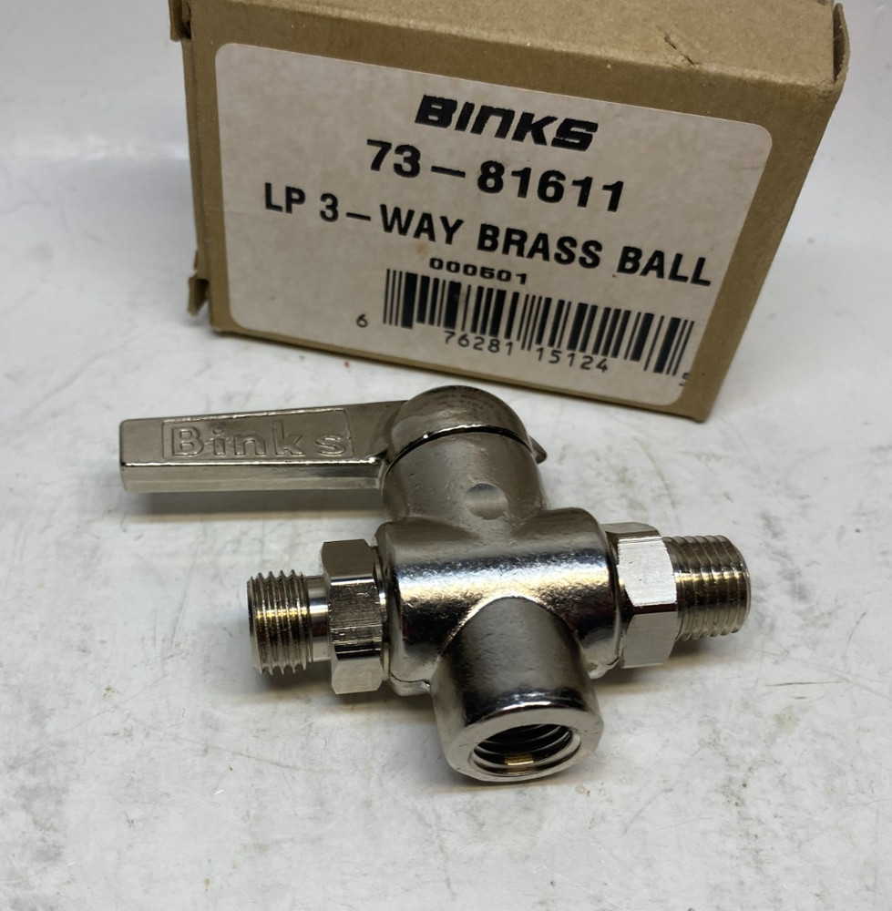 BINKS 73-81611 Low Pressure 3-Way Brass Ball Valve - Prepaid Shipping