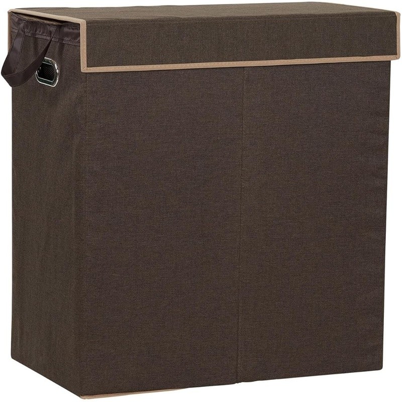 Double Laundry Hamper Removable Liner Collapsible Storage Durable Magnetic Lid