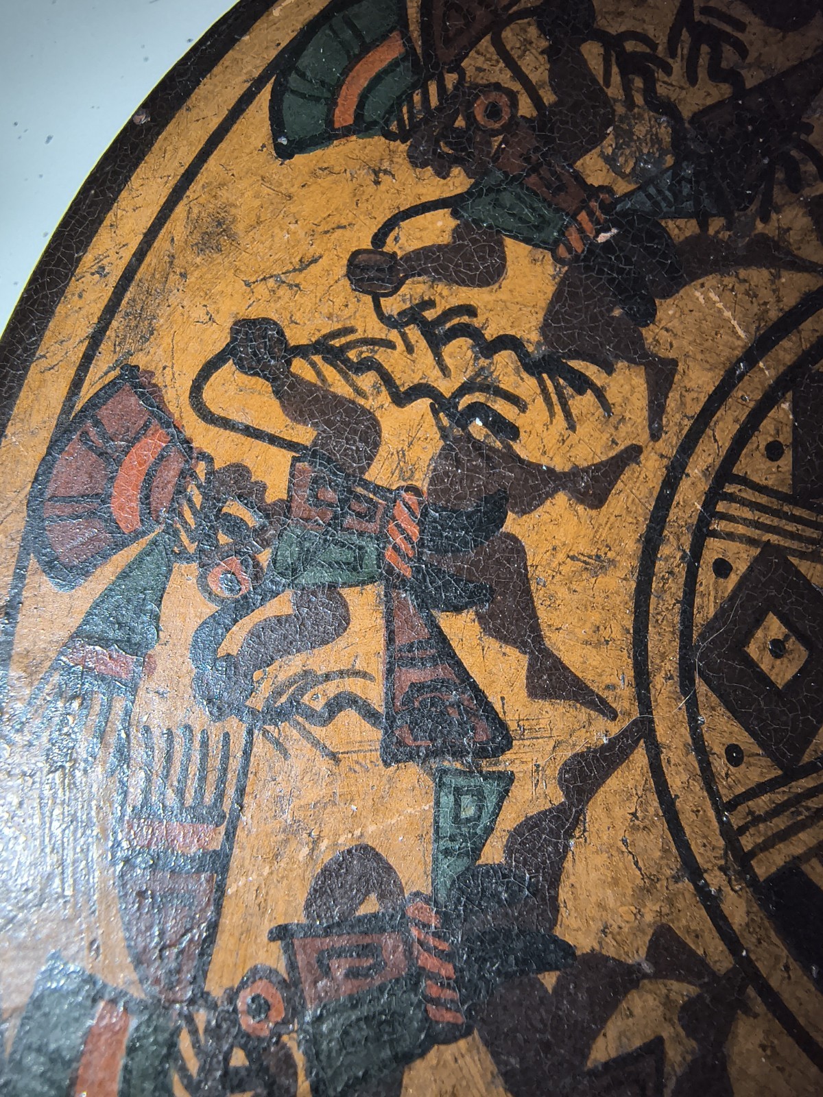 Chinchero Cusco Peru 6" Hand Painted Wall Hanging Plate With Llama & Dancing Men