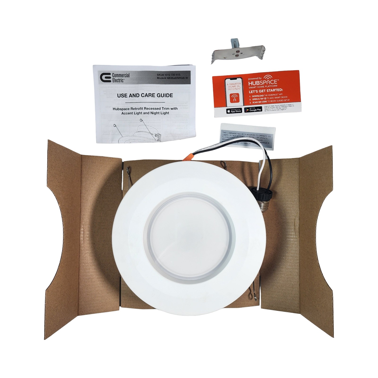 Commercial Electric Hubspace Smart LED Recessed Light 5/6in RGBW Dimmable Alexa