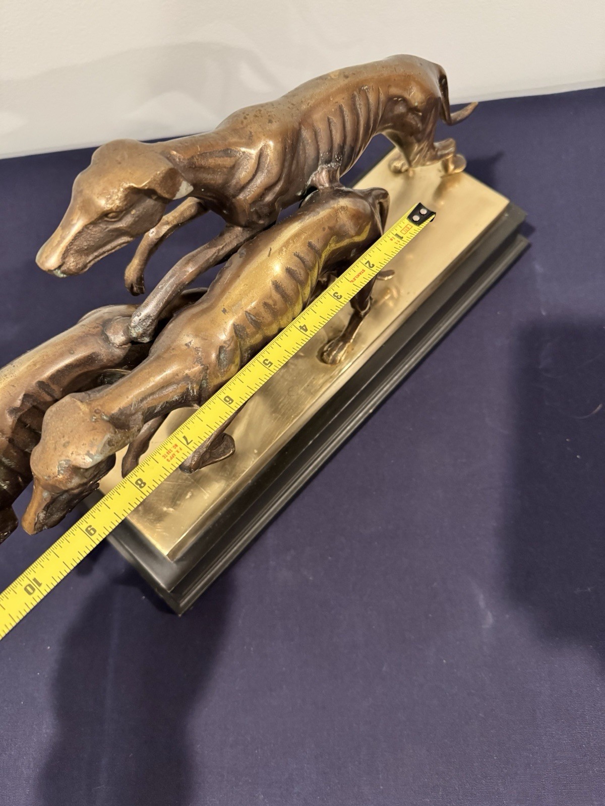 Beautiful and Rare 3 Greyhounds Racing Bronze Sculpture/Statue