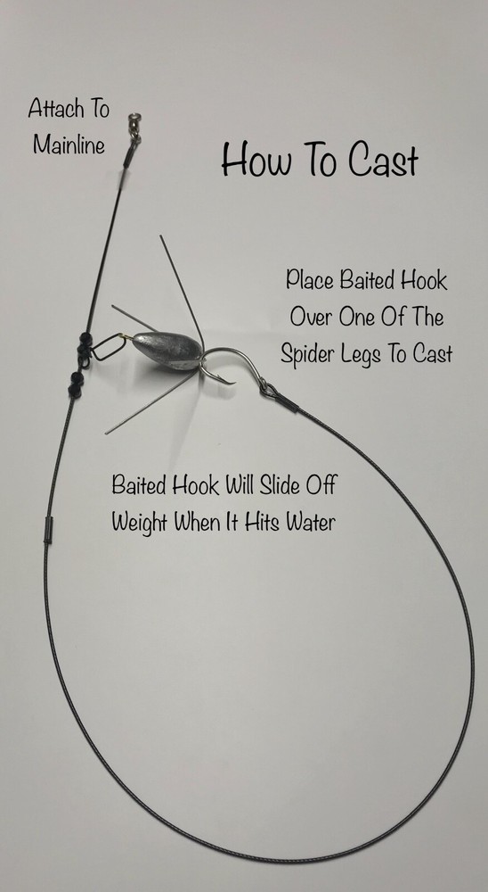 3Ft Castable Shark Fishing Rig 480lb. (Black Wire) Circle Hook