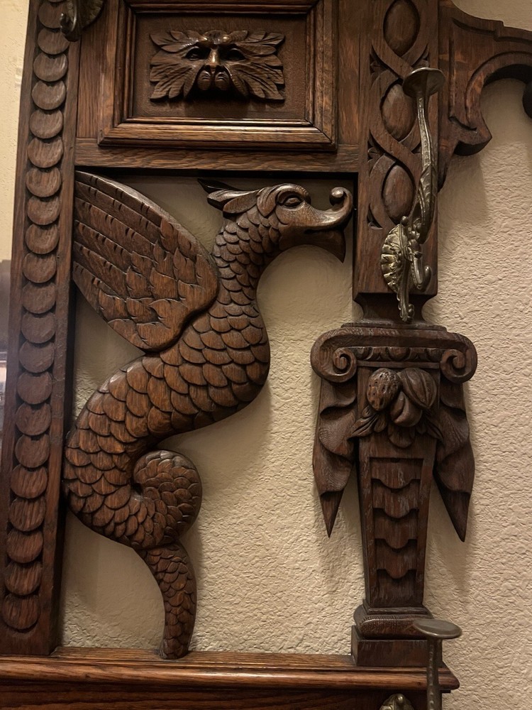 Antique Oak Hall Tree