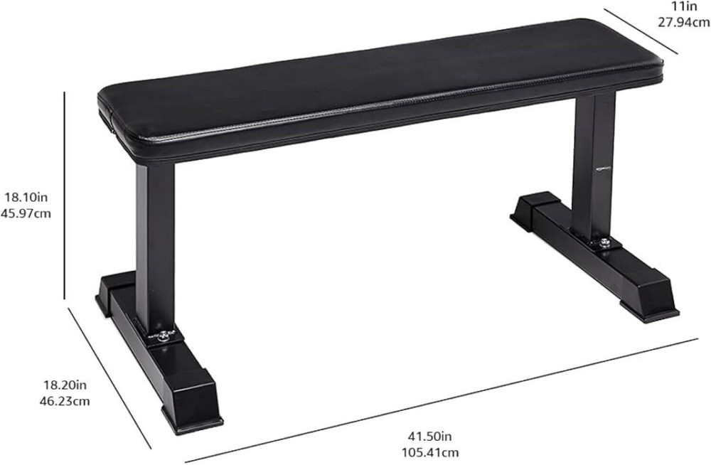 Flat Weight Bench Black Straight Bench Home Gym Exercise Bench Strength Training