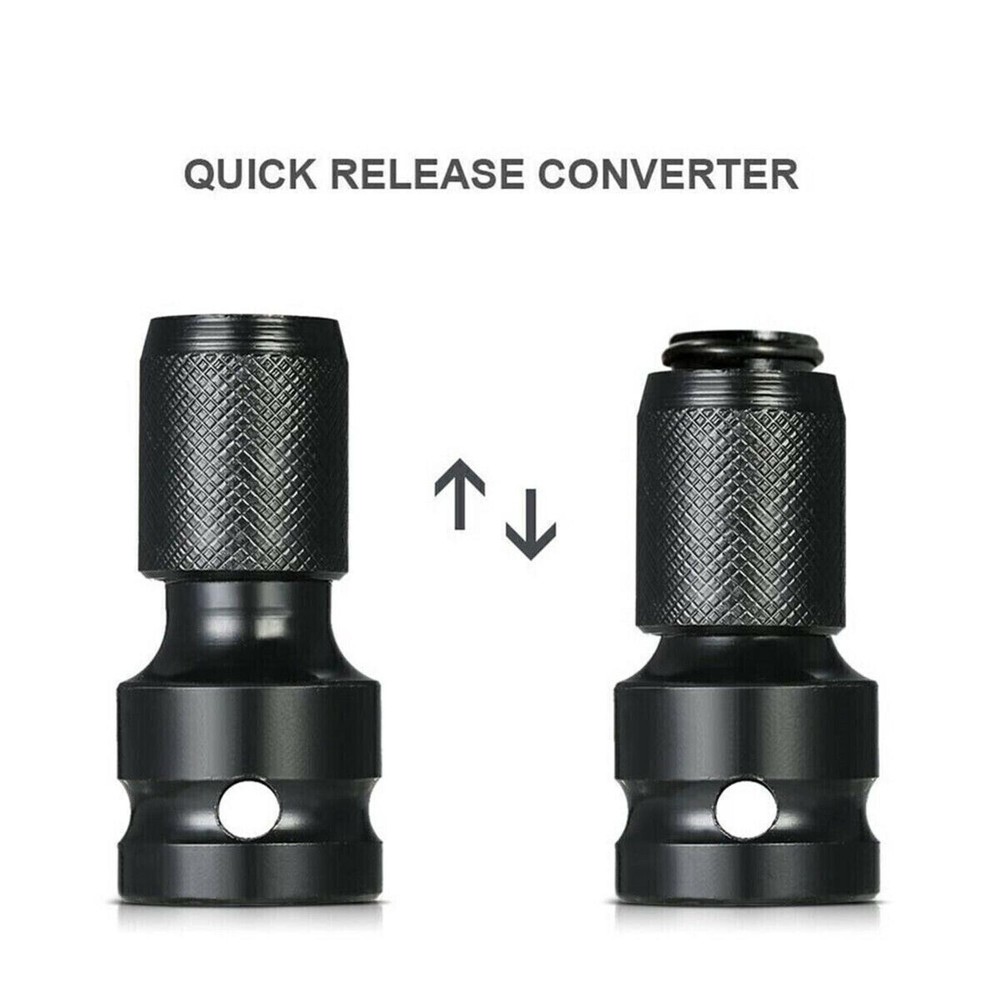 2Pcs/Set 1/2" Square Drive to 1/4" Hex Socket Adapter Converter Chuck Adapter A