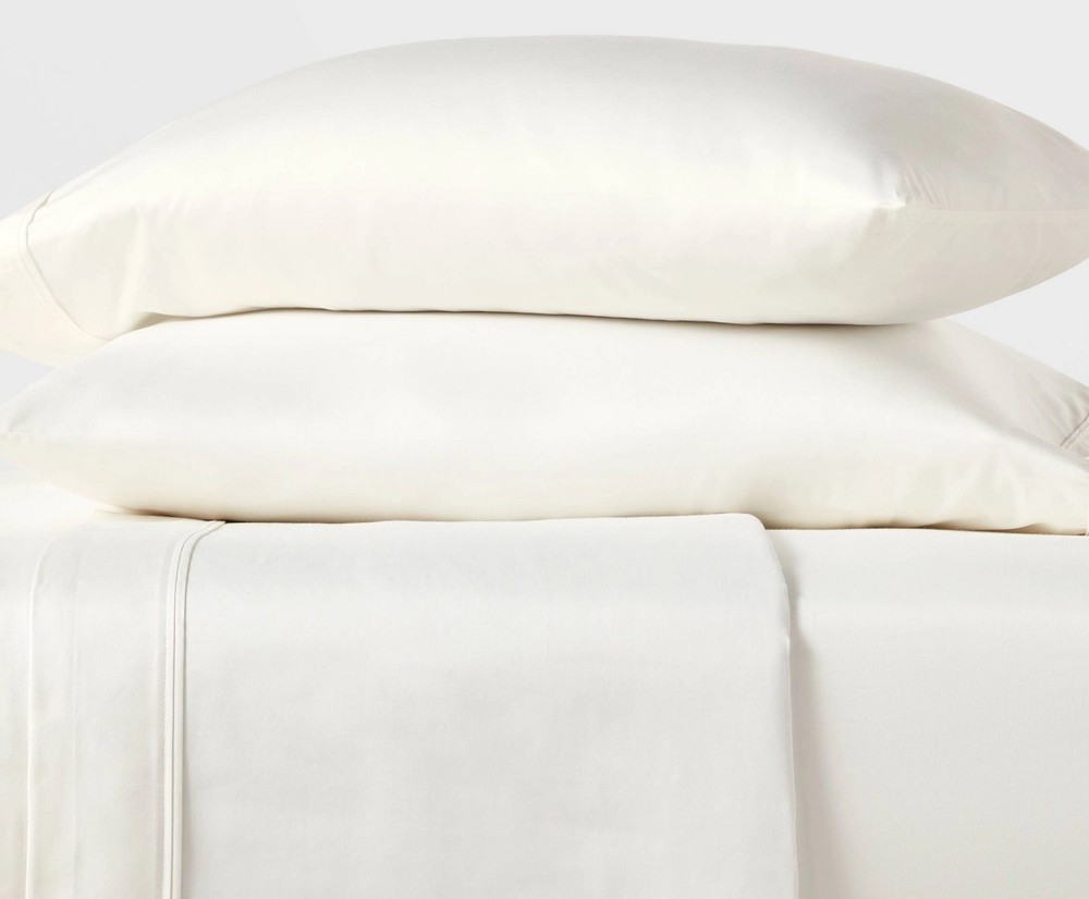 Queen 400 Thread Count Performance Fitted Sheet Sour Cream - Threshold: Cotton