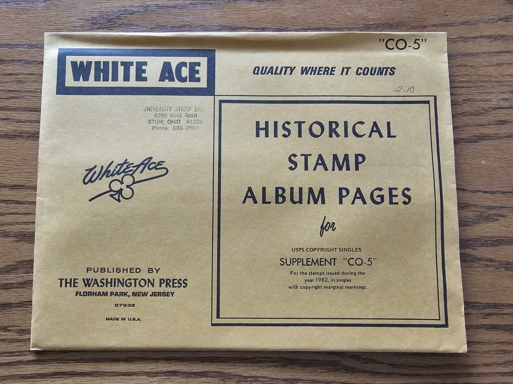 White Ace Stamp Supplement Copyright Singles CO-5 for 1982 NOS
