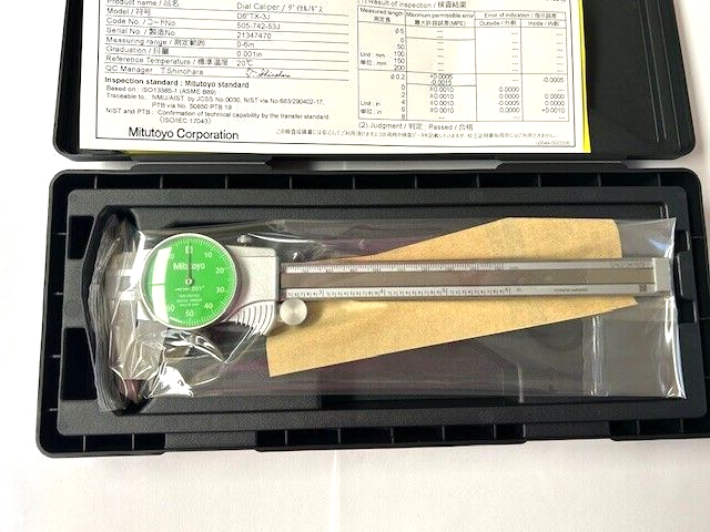 6" DIAL CALIPER .001" GRAD. MITUTOYO 505-742-53J GREEN FACE