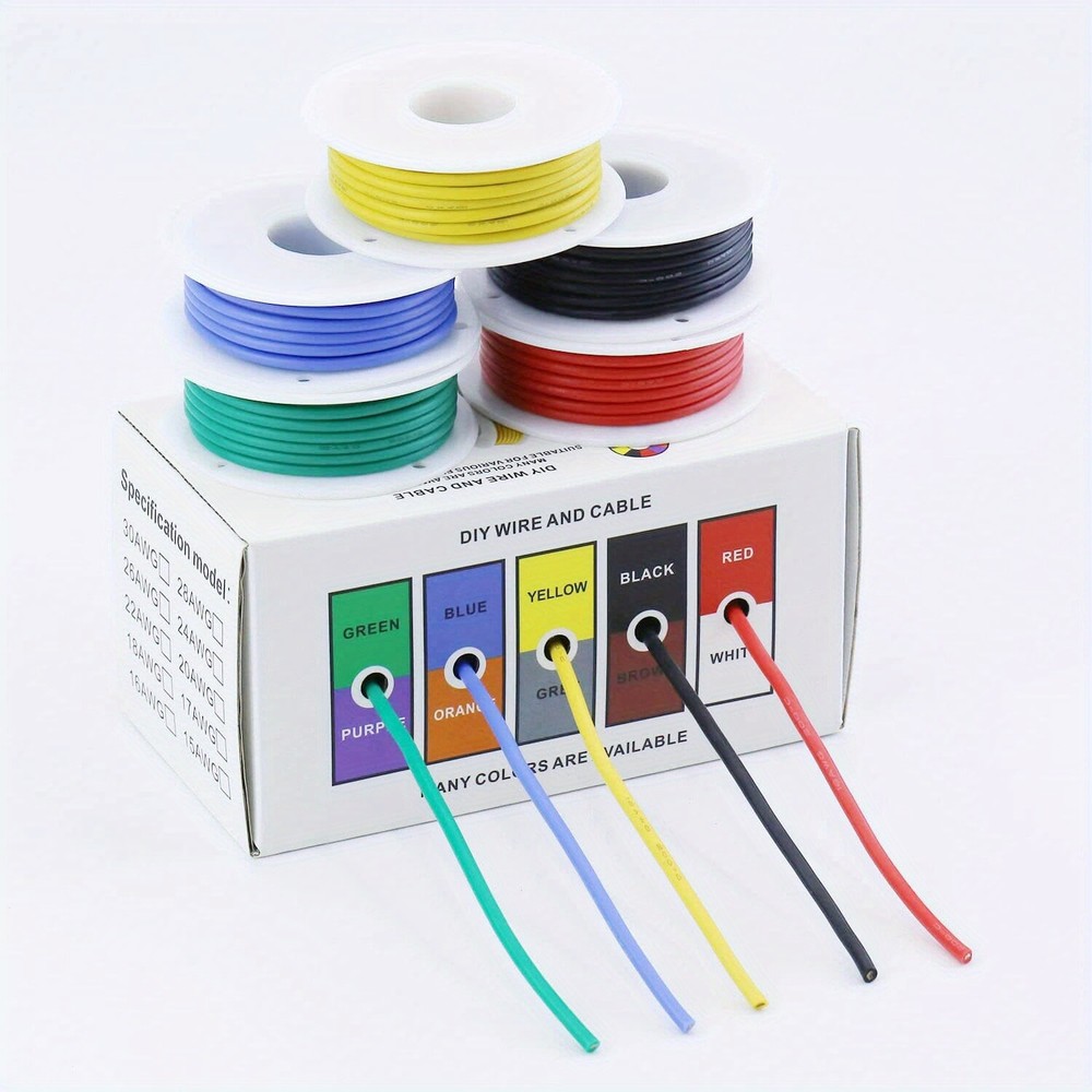 26/30 AWG Silicone Wire Kit 32.8ft Spools in 5 Vibrant Colors Flexible & Durable