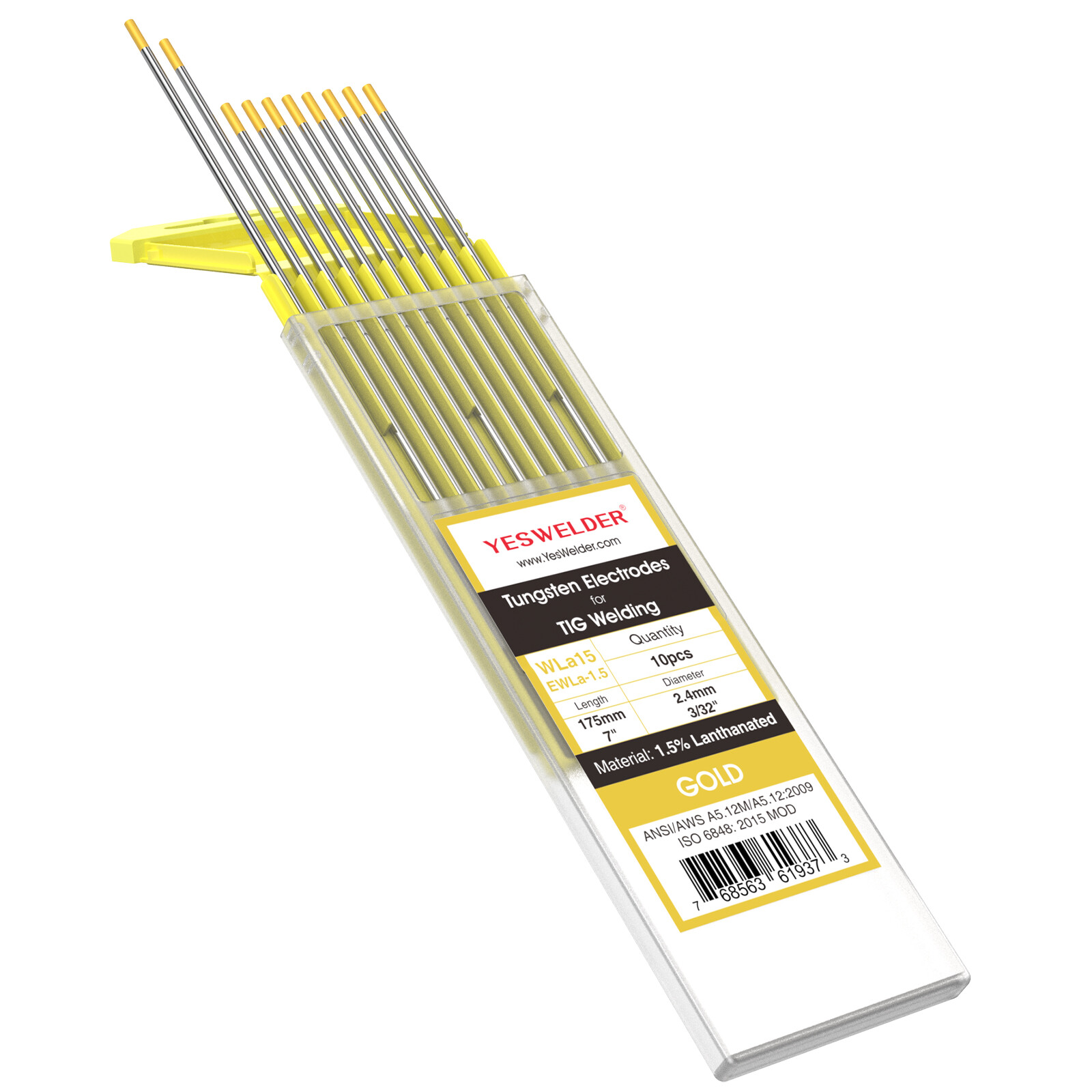 TIG Welding Tungsten Electrode 1.5% Lanthanated .040"~5/32" x7" (EWLa-1.5) 10-pk