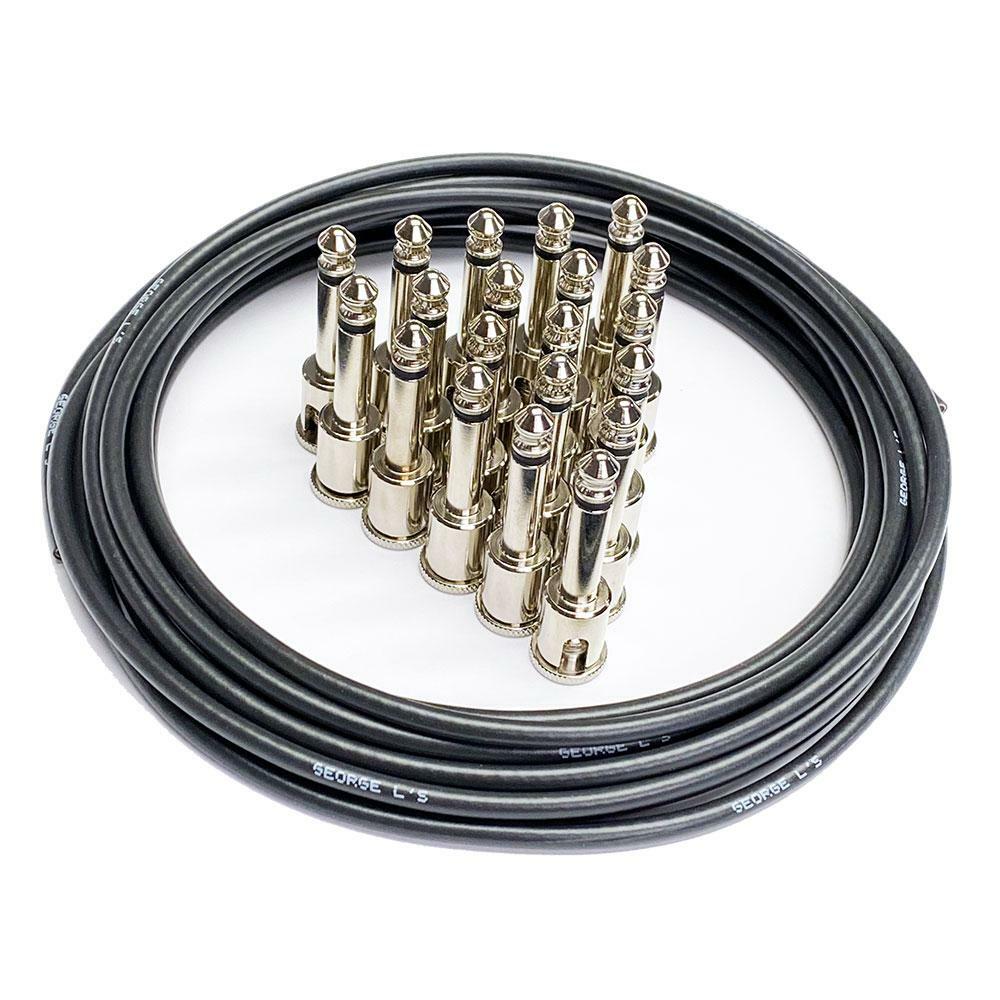 George L's Pedalboard Effects Cable MEGA KIT - 20' Black Cable & 20 Plugs