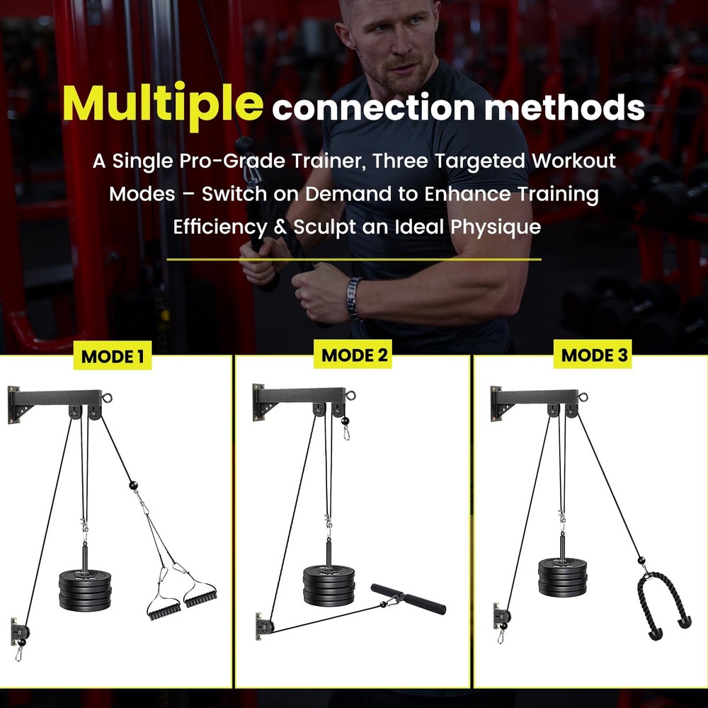 Pulley System for Home Gym, Wall Mount LAT Pull Down Machine Attachment with ...