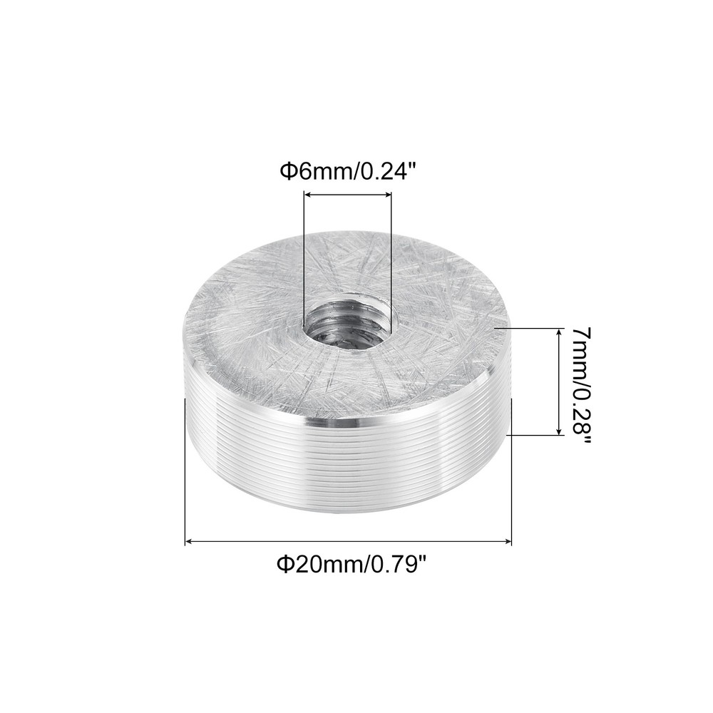 M6 Thread 20mm Diameter Round Shape Aluminum Disc Hardware 1pcs, Silver