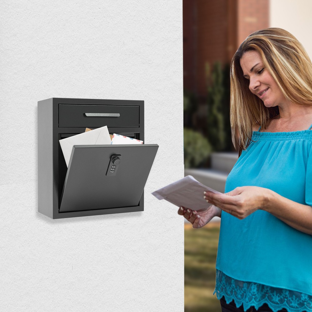 Wall-Mounted Mailbox With Combination Lock for Secure Mail Storage