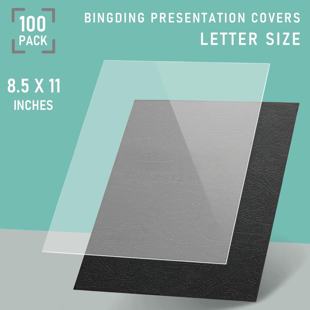8 Mil PVC Clear Binding Covers for Presentation & Reports, 8.5"x11" (100 Pack)