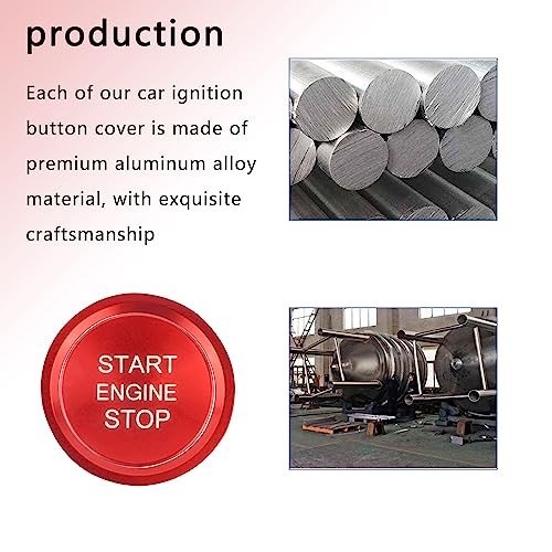Car Push Start Button Cover Compatible with Audi,Aluminum Engine Start Stop Red