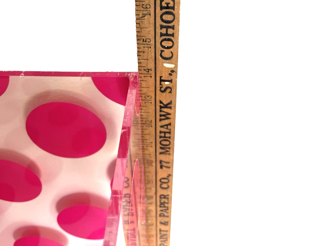 Clear Lucite Pink Dot VS Display Cube 14 x 14 x 14