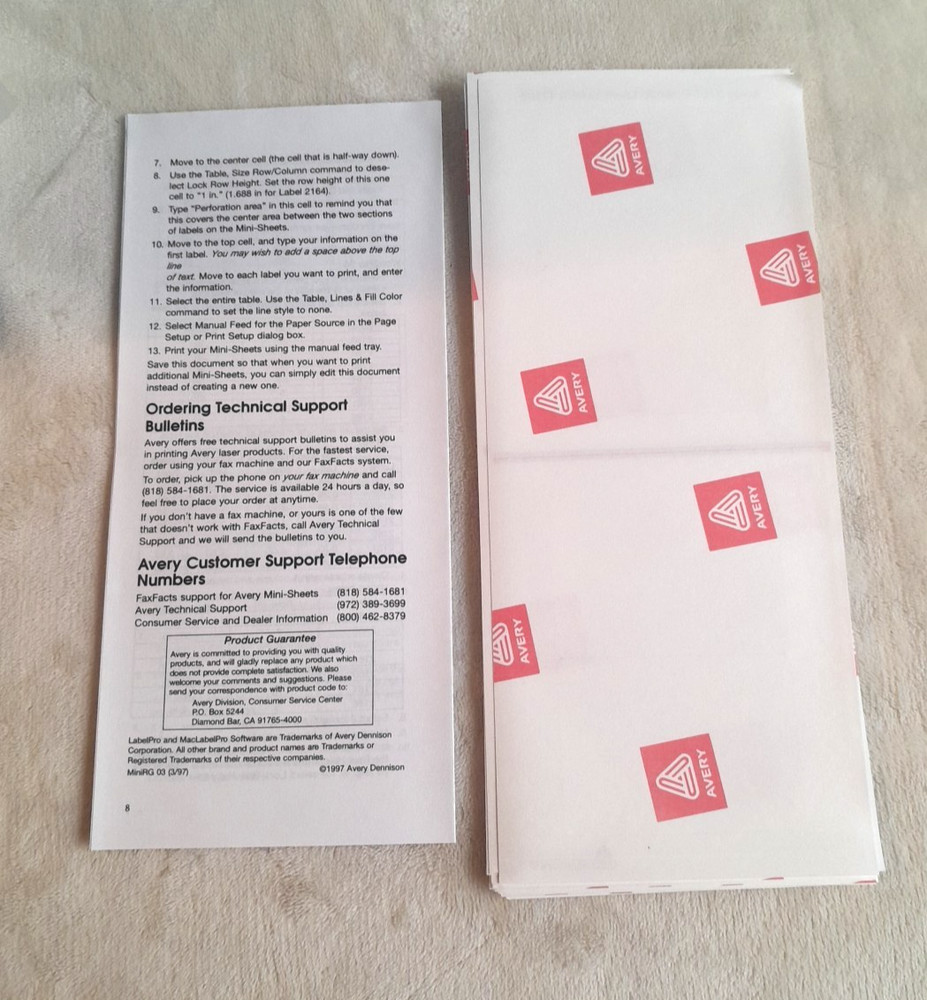 Vintage Avery 2186 Laser 3.5" Diskette Labels Mini-Sheets White