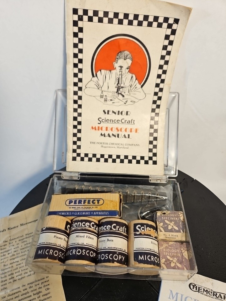 Vtg Sciencecraft Microscope Lab Accessory Kit 1935-1960