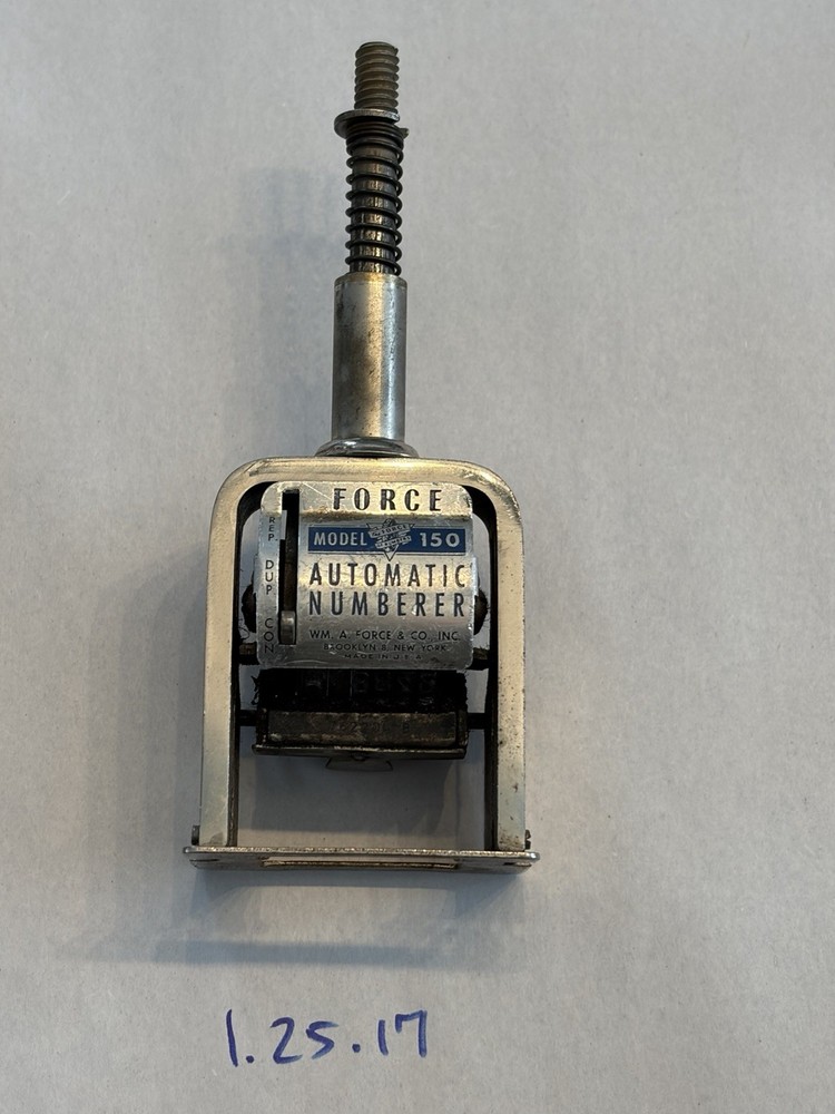 Vintage FORCE Model 150 Automatic Numbering Machine Works – Missing Knob