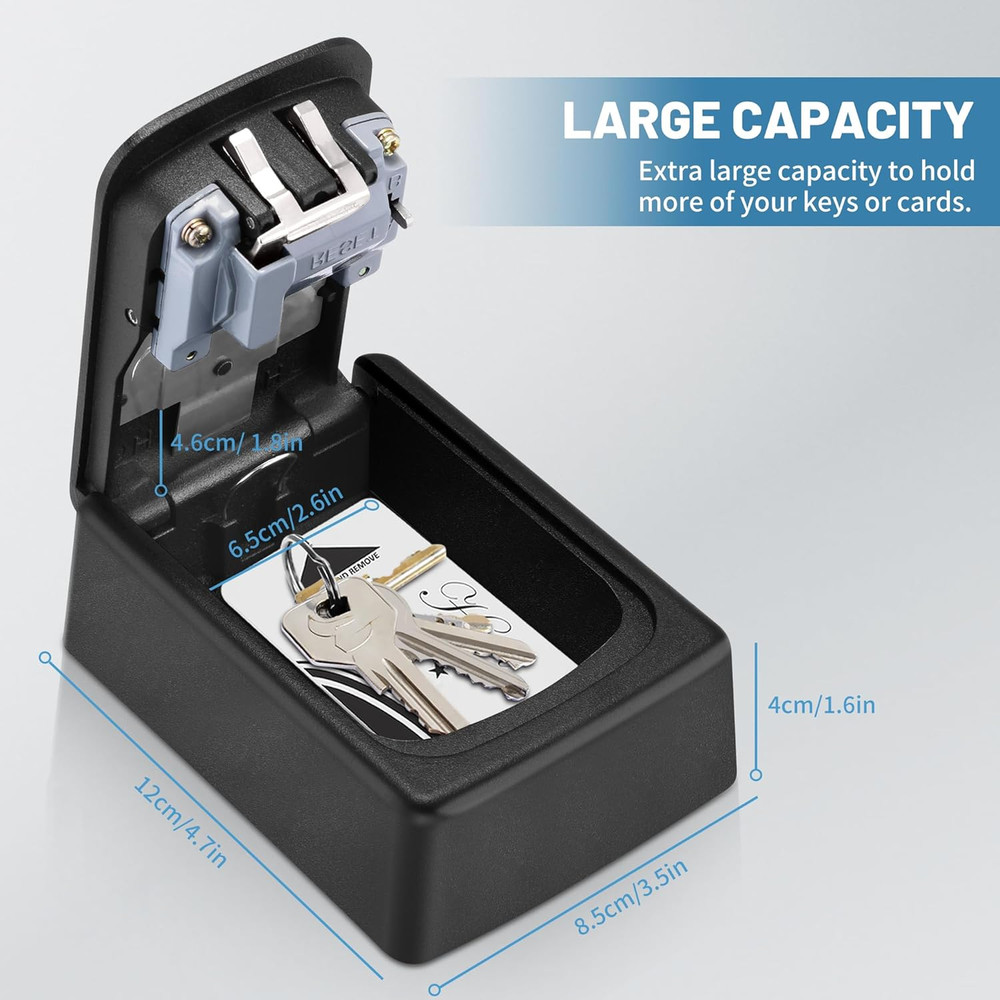 Wall Mounted Key Lock Box 4 Digit Weatherproof Lockbox Holds 5 Keys