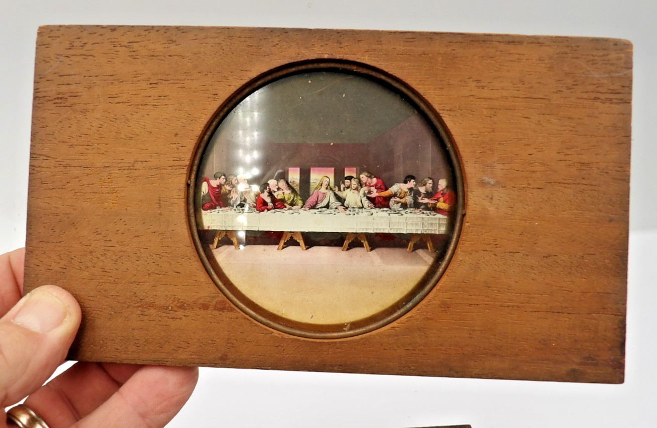 20 Magic Lantern 4x7 Wood Slides Christian Scenes